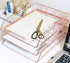 Jolitac Rose Gold 4-Tier Stackable Paper Tray Desk Organizer, Decorative Stacking Rack for File Documents in Home &