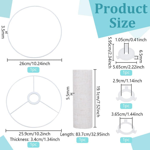 10.2" 10.2" 7.5" 3Pcs BENECREAT Beige Drum Lampshade, Top x Bottom x High Replacement Lamp Shade with Platsic Latch