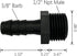 20 pcs 3/8" Barb x 1/2" NPT Male Connector - Plastic Hose Barb Fitting, Adapter for Industrial Hose Barb to Pipe