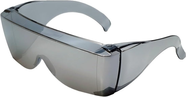 Calabria 3000 Fit Over Safety Glasses, Fitover Prescription Eyewear, Silver Mirror Wrap Around Tinted Anti Fog Glare