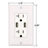 Baomain USB Outlet, Type A USB Wall Charger Outlet, Tamper Resistant, 3.1A 5VDC, 15A 120VAC, White