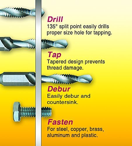 IVY Classic 06020 8-Piece Combo Drill/Tap Bit Set, M2 High-Speed Steel, Sturdy Plastic Case