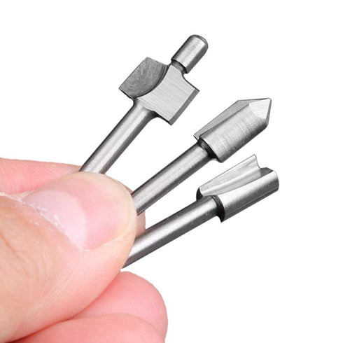 Mesee 10Pcs HSS Router Bits 1/8"(3mm) Shank Carbide Engraving Bit Set for DIY Woodworking