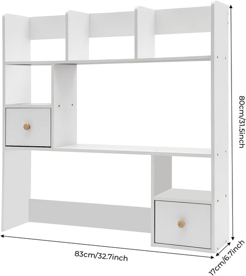 lxrnqcey 3-Tier 9 Desktop Bookshelf, Compartments Desktop Organizer Shelf, Home Office Desk Organizer, Rectangular