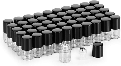 USRommaner 50 Pack 1ml Clear Glass Sample Vials For Essential Oils,Empty Glass Roller