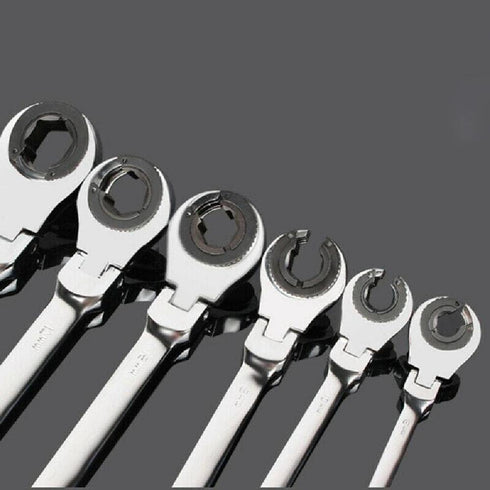 Ratcheting Wrench Open Flex-Head Double Opening Ratchet Combination Hand Tool - Silver 10mm