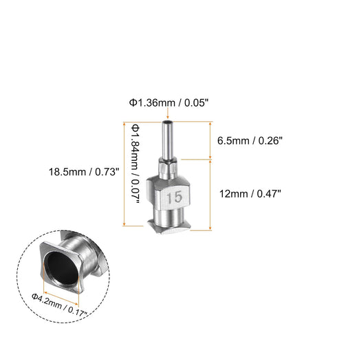 10pcs 15Gauge Stainless Steel Dispensing Needles, 1/4" All Metal Glue Needle Tube Blunt Tips Luer Lock for Thick Liquids, Ink, Glue, Lab Use