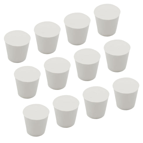 12 Pack Size 5# Solid Rubber Stoppers, Tapered Lab Seal Tube Stopper Plug, 29x22x28mm (White)