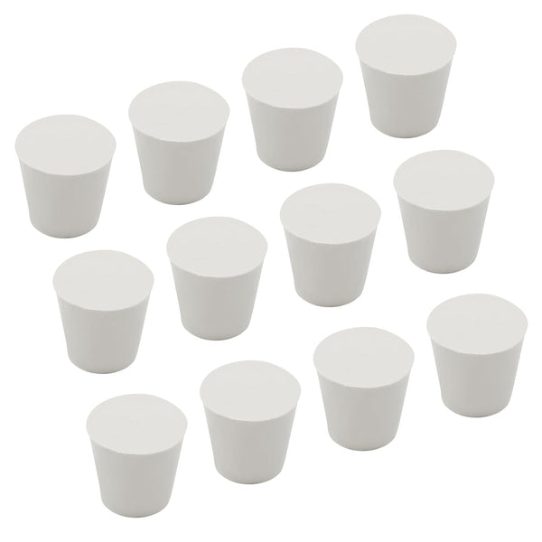 12 Pack Size 5# Solid Rubber Stoppers, Tapered Lab Seal Tube Stopper Plug, 29x22x28mm (White)
