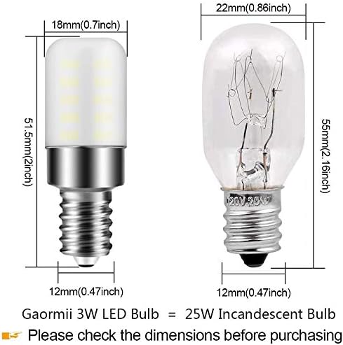 E12 LED Bulb 3W T6 E12 Candelabra Base C7 Bulb Warm White 3000K 120V 25W Incandescent Replacement for Chandeliers, Christmas Lighting, Ceiling Fan, Dryer Drum, Refrigerator, Night Light (6-Pack) by Gaormii
