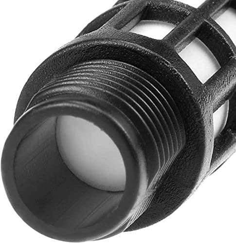 Quickun Plastic Exhaust Air Silencer, 1" Pneumatic Muffler Black Air Compressor Fitting (Pack of 2)