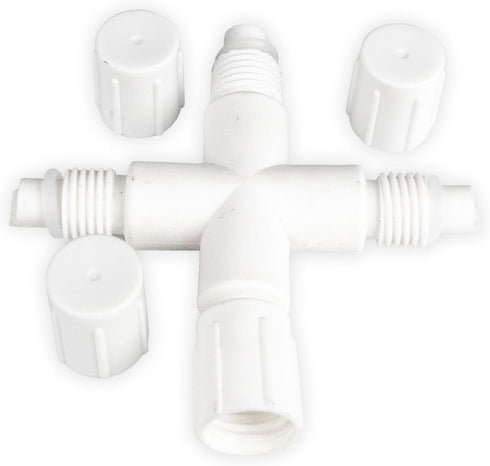 3-Way C7 Novelty Lights Coaxial String Light X-Connector, White Weather-Tight Splitter for Coax LED Mini & Strings