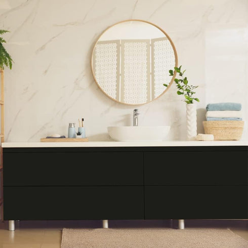 Yancorp Matte Black Wallpaper Plain Vinyl Film Self-Adhesive Shelf Liner Drawer Peel-Stick Countertop Removable (16"x194", Black) by Yancorp