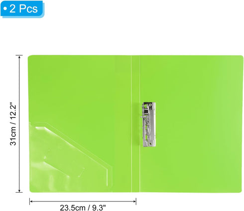 PATIKIL 9.3x12.2" Punchless Binder Clamp, 2 Pcs Plastic Single Strong Clip Clamp Binder Without Rings Sheet File Folder Protector for A4 Size Paper Office, Green by PATIKIL