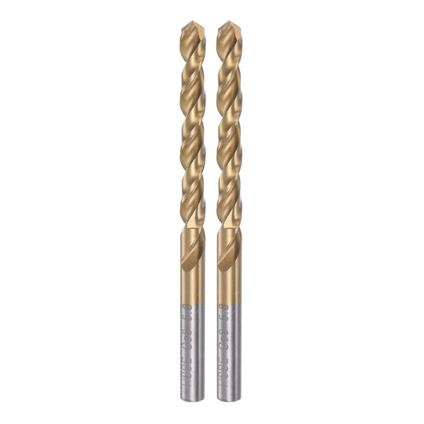 HARFINGTON 2pcs Twist Drill Bits - 5.8mm Titanium Coated HSS-E M42 High Speed Steel for Stainless Steel