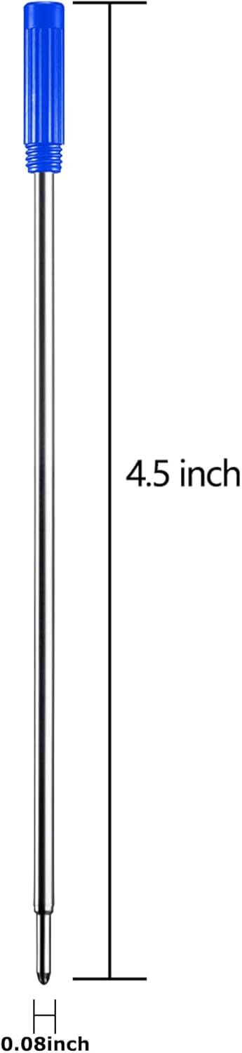 DunBong Blue Ink Refill Pack of 5, Replaceable Ballpoint Pen Refills, Medium Point Metal Refill