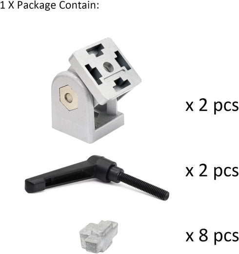 2Pcs 15 Series Aluminum Extrusion Profile Flexible Pivot Joint Connectors with Handles - 15 Extruded Aluminium Profile