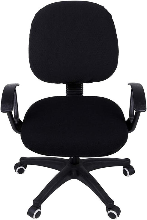 Smiry Stretch Jacquard Office Computer Chair Covers - Removable Washable Universal Desk Slipcovers in Black