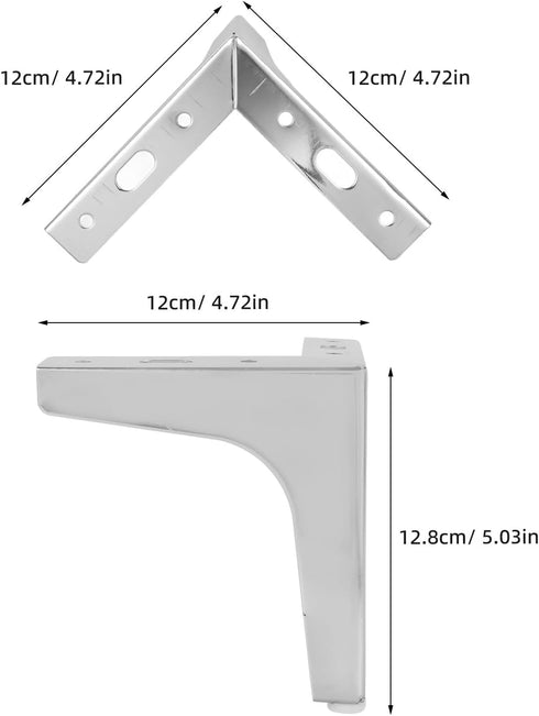 4pcs 13cm jojofuny Metal Furniture Legs Sofa Feet Replacement Cabinet Dresser Legs Silver Triangle Support for Coffee