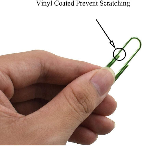 HAHIYO Large Green Paper Clips, 2 Inches Vinyl Coated, Sturdy for Bookmarking, Organizing Home Office, 80 Pack