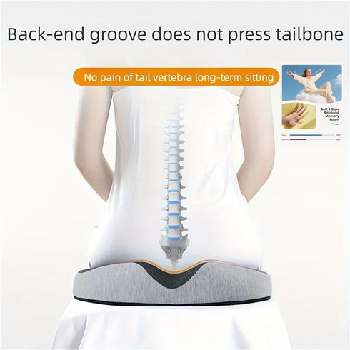 Charm Bird Sciatica Ergonomic Seat Cushion -Large Memory Foam Office Chair Cushion Seat Pad - Sciatica & Lower Back