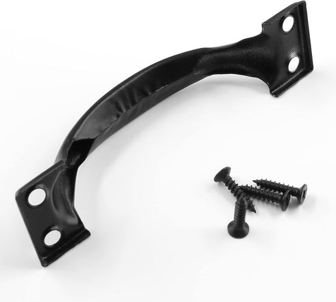 2 PCS Black Gate Handle Pulls, 4" Pulls with Screws for Outdoor, Drawer & Garage Applications