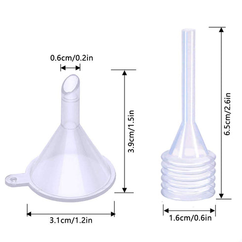 20 Pack Mini Clear Plastic Funnels with 2 Pcs Mini Pipette and Spoon for Filling Small Bottles or Containers