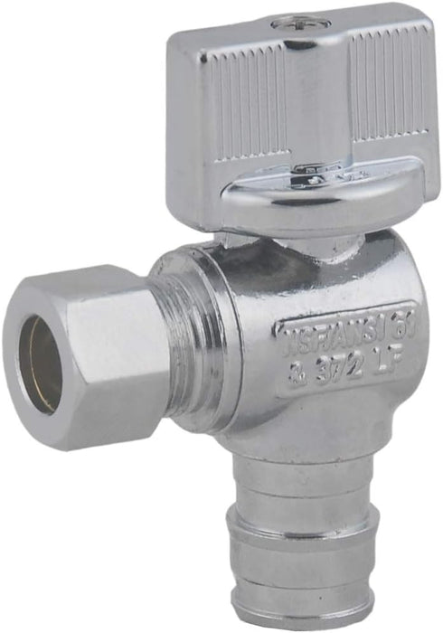 LD Valve - 1/4 Turn Angle PEX A Stop Valve, 1/2-in Exp x 3/8-in OD Proprex Angle Shut Off Valve