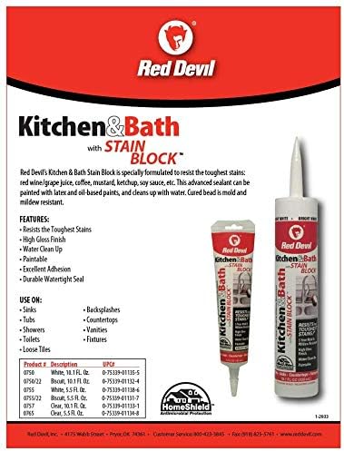 Red Devil 075522 Kitchen & Bath Stain Block Sealant, 1-Pack, Biscuit by Red Devil