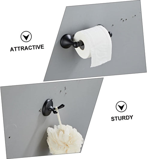 1set Stainless Steel Towel Rack Bathroom Towel Holder Toilet Hanger Black Elegant and Design Space-Saving Bathroom