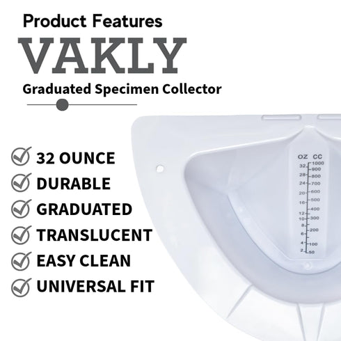 Graduated Specimen Collector Pans 32oz, Urine Measuring Container with Pour Spout, Durable for Healthcare & Home Use
