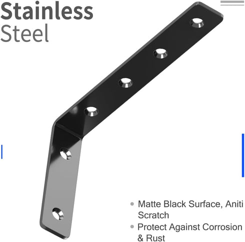 8 Pack 5" 3" LuckIn Shelf Bracket, x L Brackets for Shelves, Heavy Duty Stainless Steel Angle Bracket Corner Brace