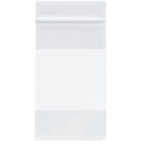 Plymor 3" x 5" Reclosable Plastic Bags, Case of 1,000, 2 Mil with White-Block Zipper