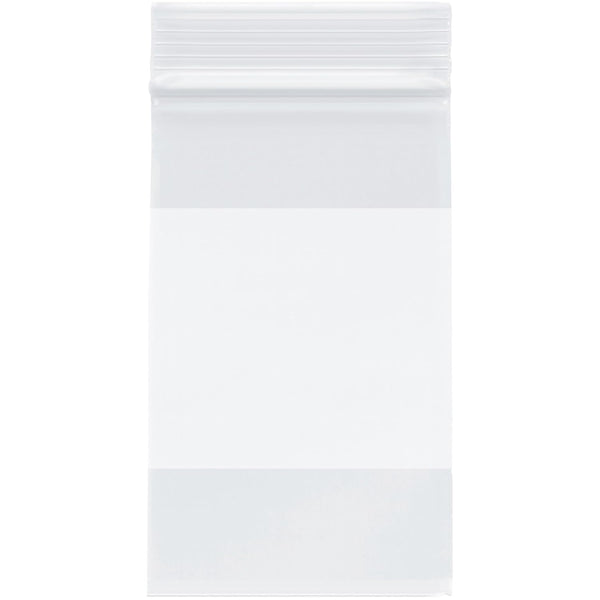 Plymor 3" x 5" Reclosable Plastic Bags, Case of 1,000, 2 Mil with White-Block Zipper