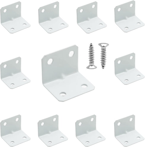 Zorveiio 1 x 1(L x W) White Right Angle Bracket L Brackets, Metal