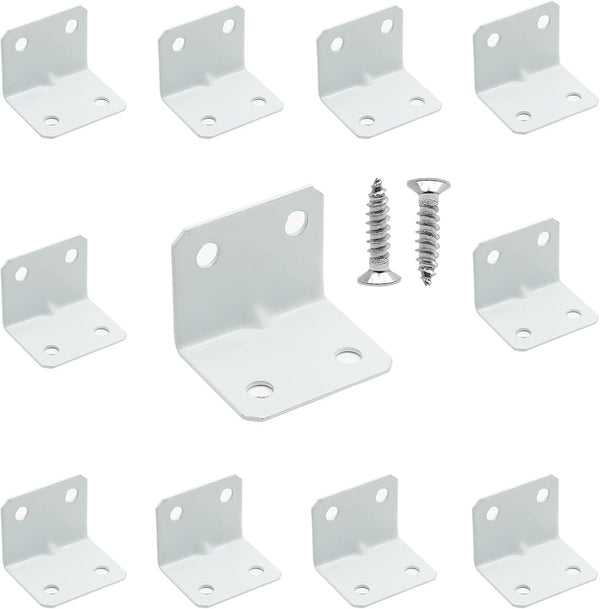 Zorveiio 1 x 1(L x W) White Right Angle Bracket L Brackets, Metal