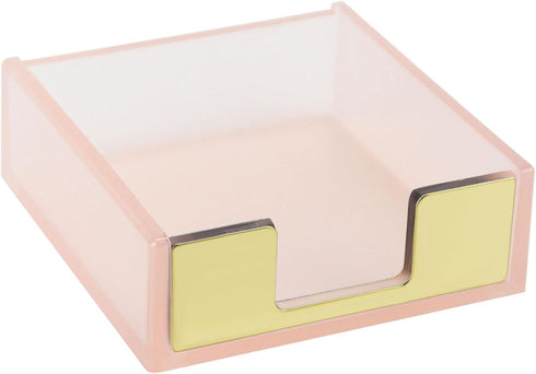 MultiBey Sticky Notes Memo Pad Holder, Rose Gold Desk Organizer Accessories for Office Home Schools (Pink)