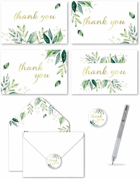 TORJO 100 Thank You Cards with Envelopes Includes Pen and Stickers Thank You