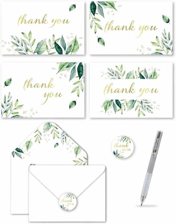 TORJO 100 Thank You Cards with Envelopes Includes Pen and Stickers Thank You