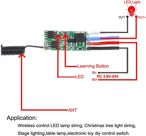 3.7V 6V 7V 9V 12V 24V 1CH DC Channel Micro RF Relay Wireless Remote Control Switch Mini Car LED Light Lamp Controller