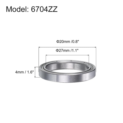 uxcell 6704ZZ Deep-Groove Ball Bearings, 10 Pcs for Hard Drive, Carbon Chromium Steel