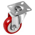 4 Pack Caster Wheels Swivel Plate on Red Polyurethane Wheels, 2 inch No Brake