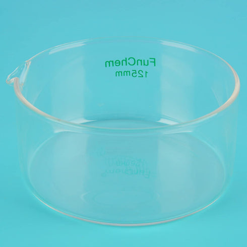 Crystallizing Dish with Spout, Borosilicate Glass, Reusable for Crystallization and Evaporation, O.D. 125 mm, 500 ml,