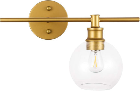 Living District 1 Collier Light Brass and Clear Glass Right Wall Sconce