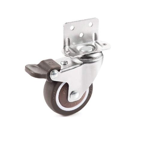 Skelang 1'' 25 Lbs Pack 4 Swivel Plate TPE Caster, Low Profile L-Bracket Caster with Brake, Silent Casters Wheels