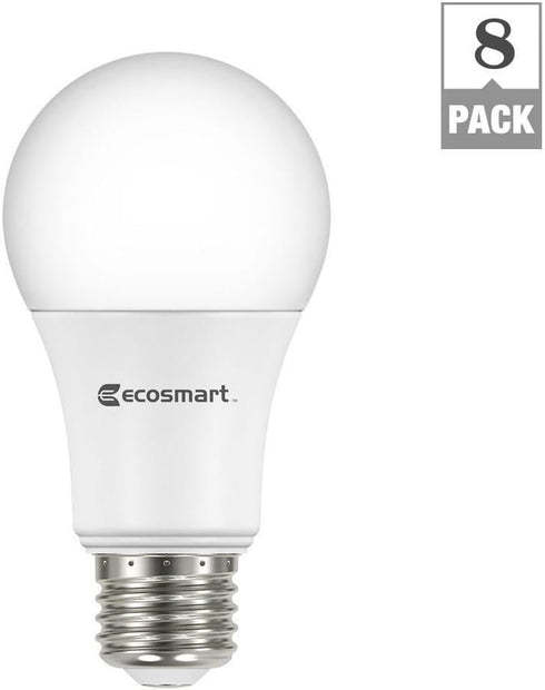 Ecosmart 8-Pack A19 - 60 Watt Equivalent, Daylight (5000K) LED Light Bulb