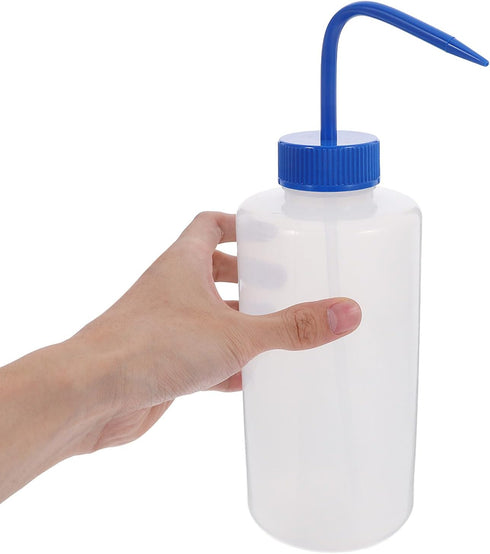 LIGIGWASH 1000ml Wide Mouth Wash Bottle with Blue Lid Squeeze Bottle for Eyelash Rinse and Tattoo Supply for Laboratory