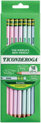 Ticonderoga Wood-Cased Pencils, Pre-Sharpened, 2 HB Soft, Pastel Colors, 18 Count