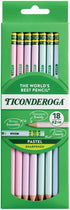 Ticonderoga Wood-Cased Pencils, Pre-Sharpened, 2 HB Soft, Pastel Colors, 18 Count