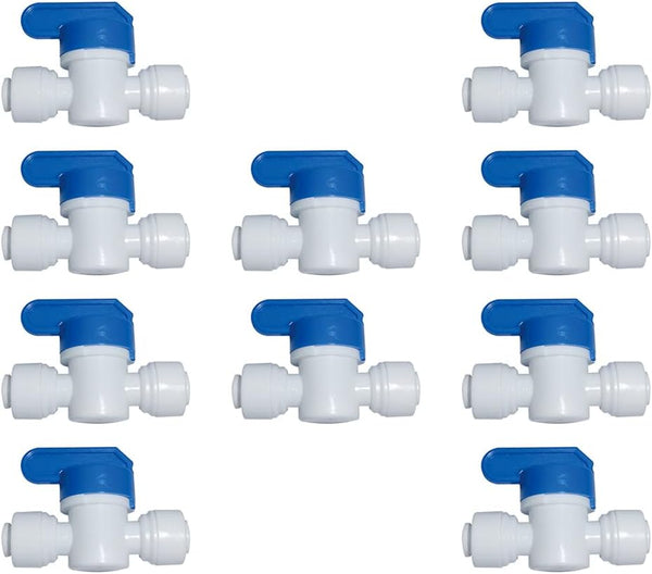 Malida Water Purifier Shut Off Ball Valve, 1/4inch OD Tube Quick Push to Connect Fitting, 10pcs